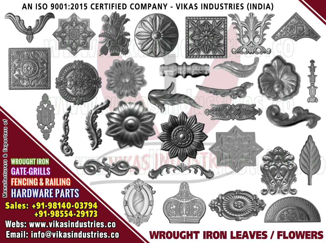 Decorative wrought iron ornamental iron components  fencing & railing hardware parts  gate grill items exporters in India UK  USA  Germany  Italy  Canada  UAE http://www vikasindustries co contact no