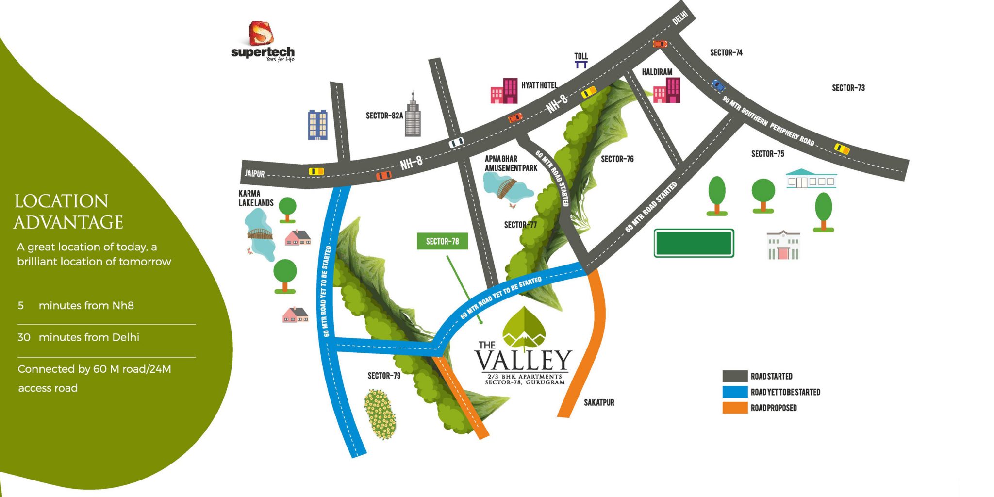 Supertech The Valley Affordable Housing Sector 78 Gurgaon 551Sq ft   19Lac Only